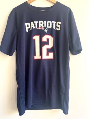 NFL Patriots Navy Blue #12 Jersey Shirt